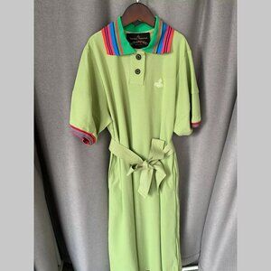 Green Polo Midi Dress with Striped Collar (Size EU 40 / US L)